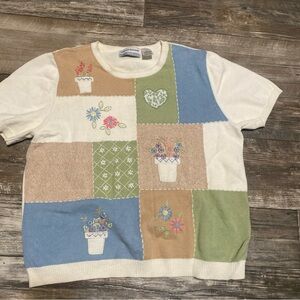 Alfred Dunner Cream and Blue Sweater